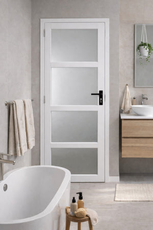 Blocco Porta Vetro Tana Bianco H204 x L83 Pannello Laterale a Spinta Destro + Maniglia