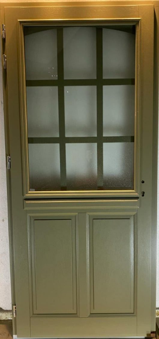 Porta d'ingresso in legno vitreo, Andore RAL 7002, H,215xl,90 p, destra Dimensioni Tabella senza maniglia