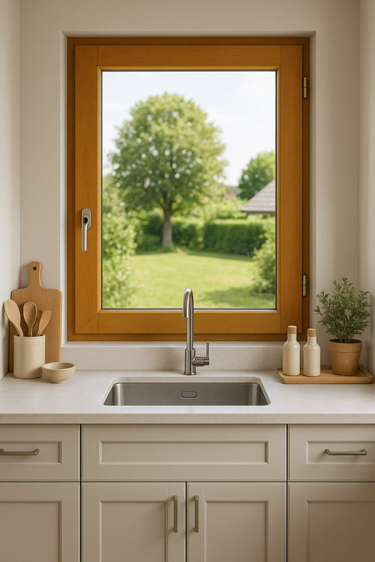 1 Finestra a battente in legno Altezza 95 X Larghezza 60 Tiraggio a destra (dimensioni della tabella) senza maniglia