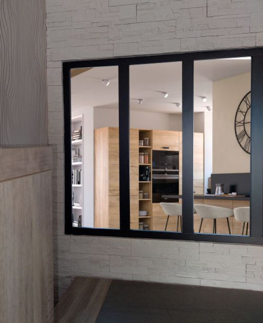 Verriere Wood Mdf nero 3 vetri trasparenti H 1080 Mm X L 1123 Mm senza maniglia