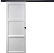 Porta Scorrevole Korya Bianca 3 Pannelli H204 x L83 + Binario in Alluminio Nero e 2 Gusci Neri