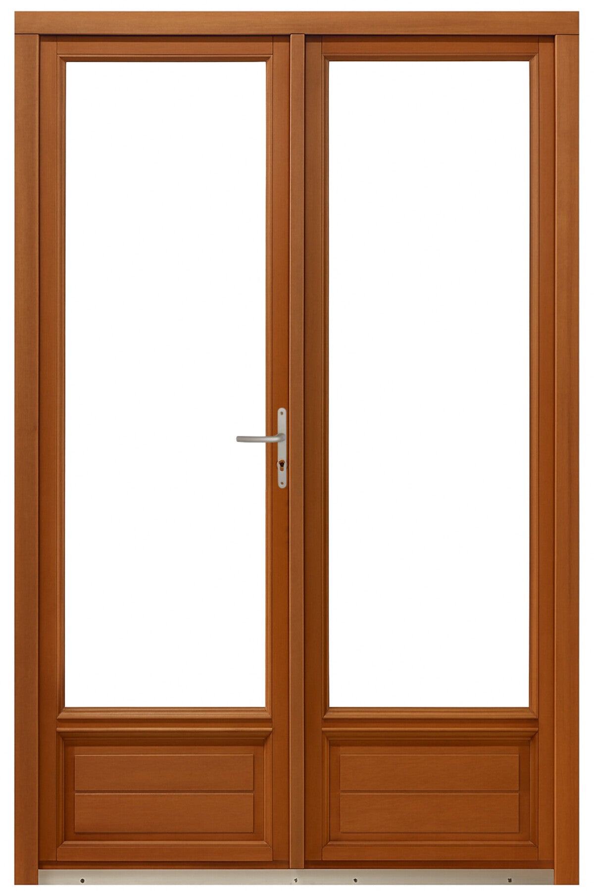 Porta-finestra a 2 pannelli in legno Altezza 205 X Larghezza 100 (dimensioni della tabella)+ maniglia e barilotto senza maniglia