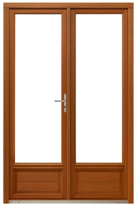 Porta-finestra a 2 pannelli in legno Altezza 205 X Larghezza 100 (dimensioni della tabella)+ maniglia e barilotto senza maniglia