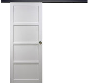 Porta scorrevole Tamera bianca larghezza 73 con binario in alluminio nero + 2 gusci installati