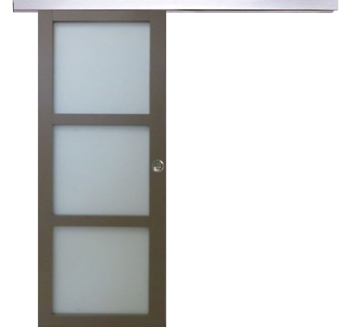 Porta scorrevole in vetro 204x73 con binario e gusci in alluminio