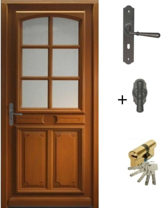 Porta d'ingresso in legno smaltato, Navy, H.215xl.80 p. destra + Maniglia E Canna (rif 010403RFP)Tabella Dimensioni senza maniglia