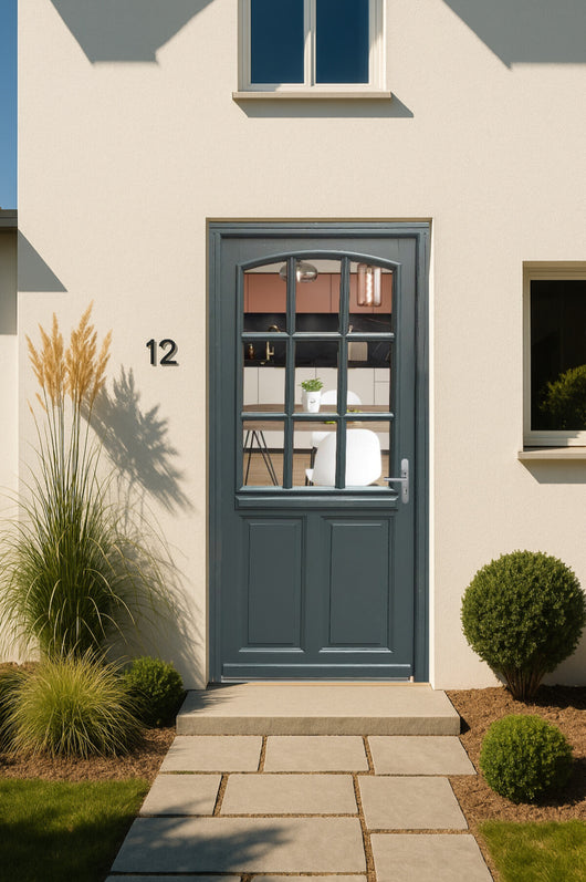 Porta d'ingresso in legno Exo modello 'alexa' 215X80 a sinistra con maniglia e barra senza maniglia