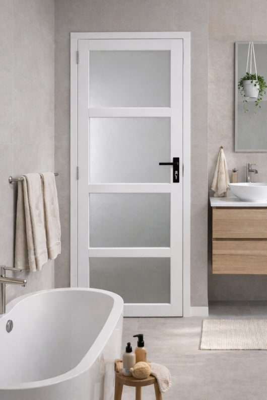 Blocco Porta Vetro Tana Bianco H204 x L73 Pannello Laterale a Spinta Destro + Maniglia
