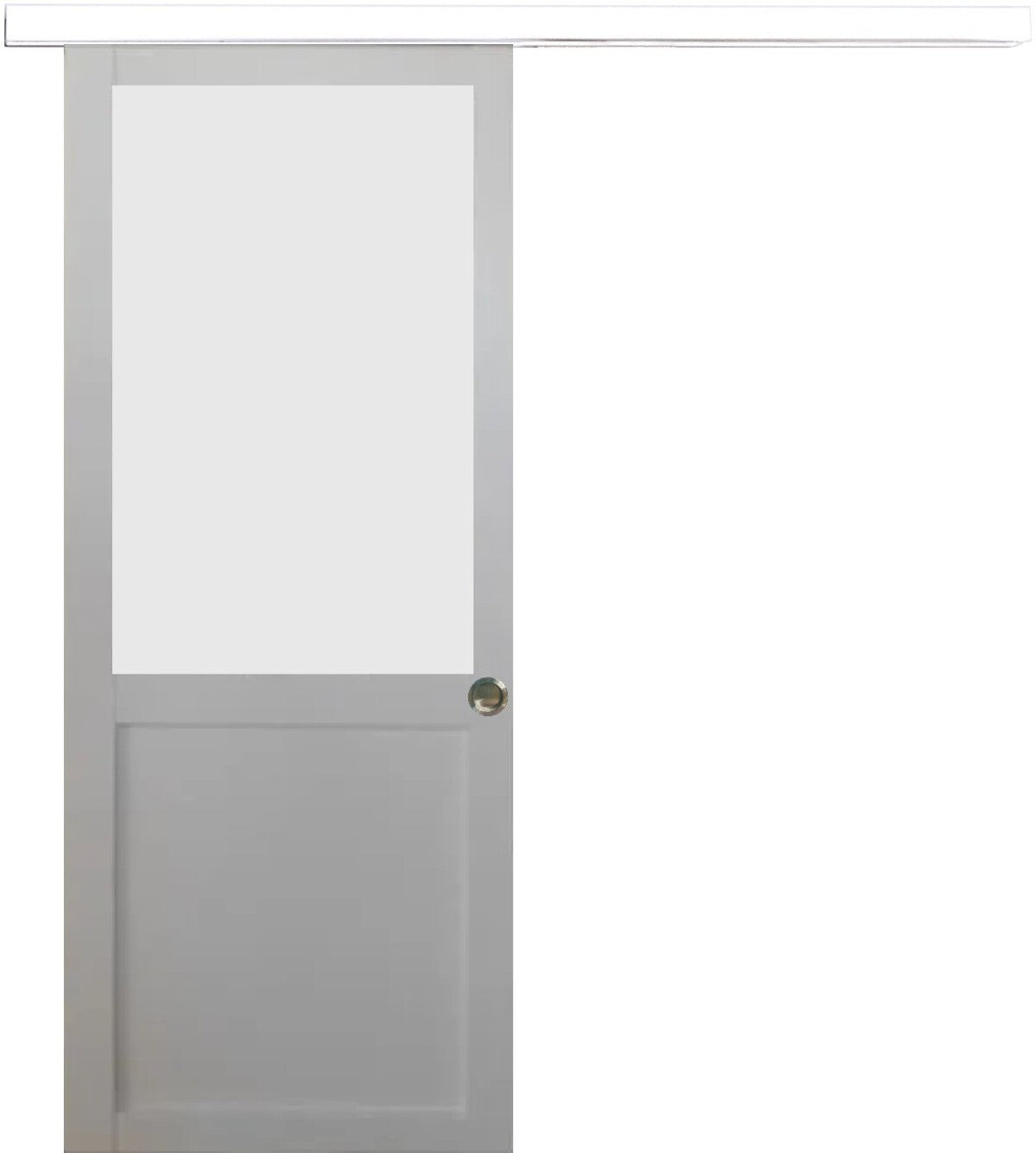 Porta Scorrevole Athena Bianca H204 x L73 + Binario in Alluminio Bianco e 2 Gusci