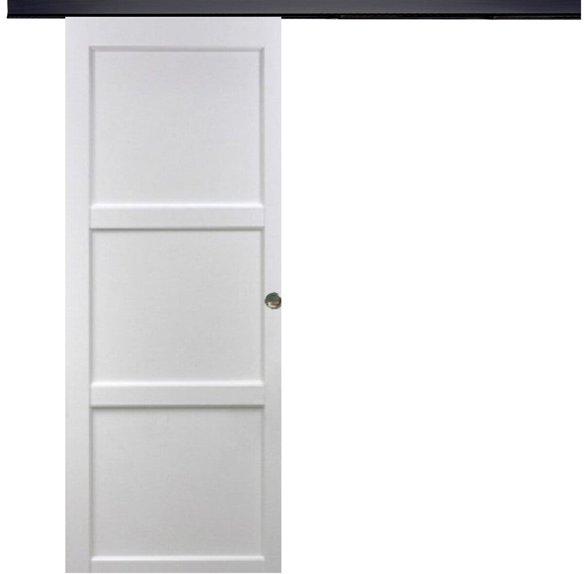 Korya' Bianco Porta scorrevole a 3 ante 204X83 con binario in alluminio nero + scocche