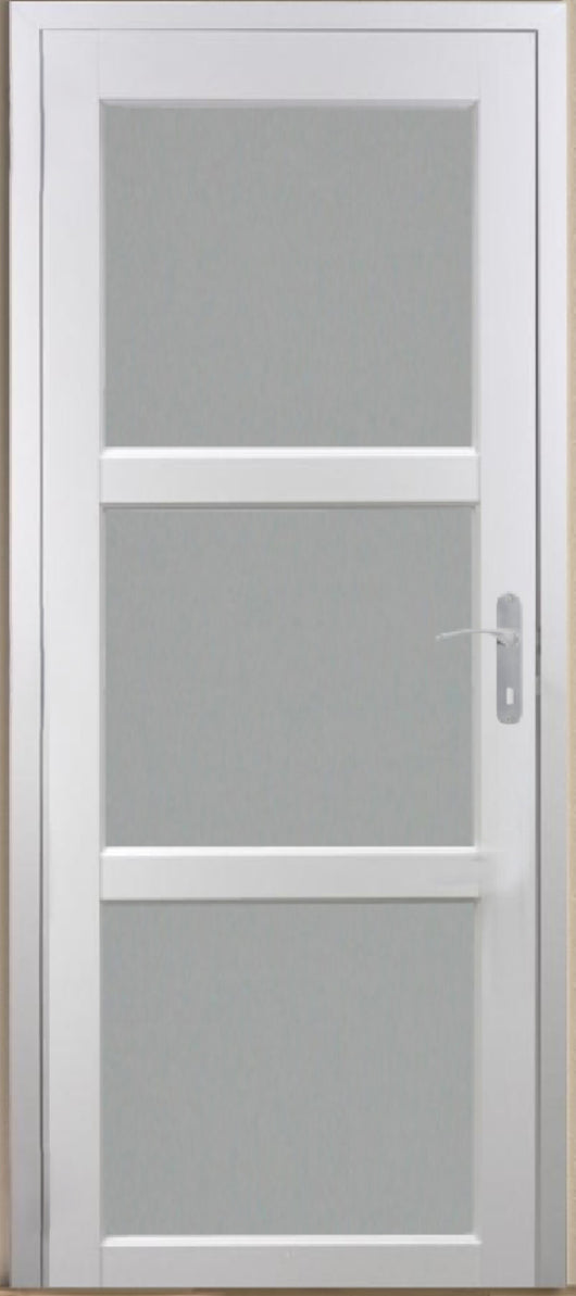 Porta vetrata Block Kenya rivestita di bianco 83 Larghezza Spingitore sinistro