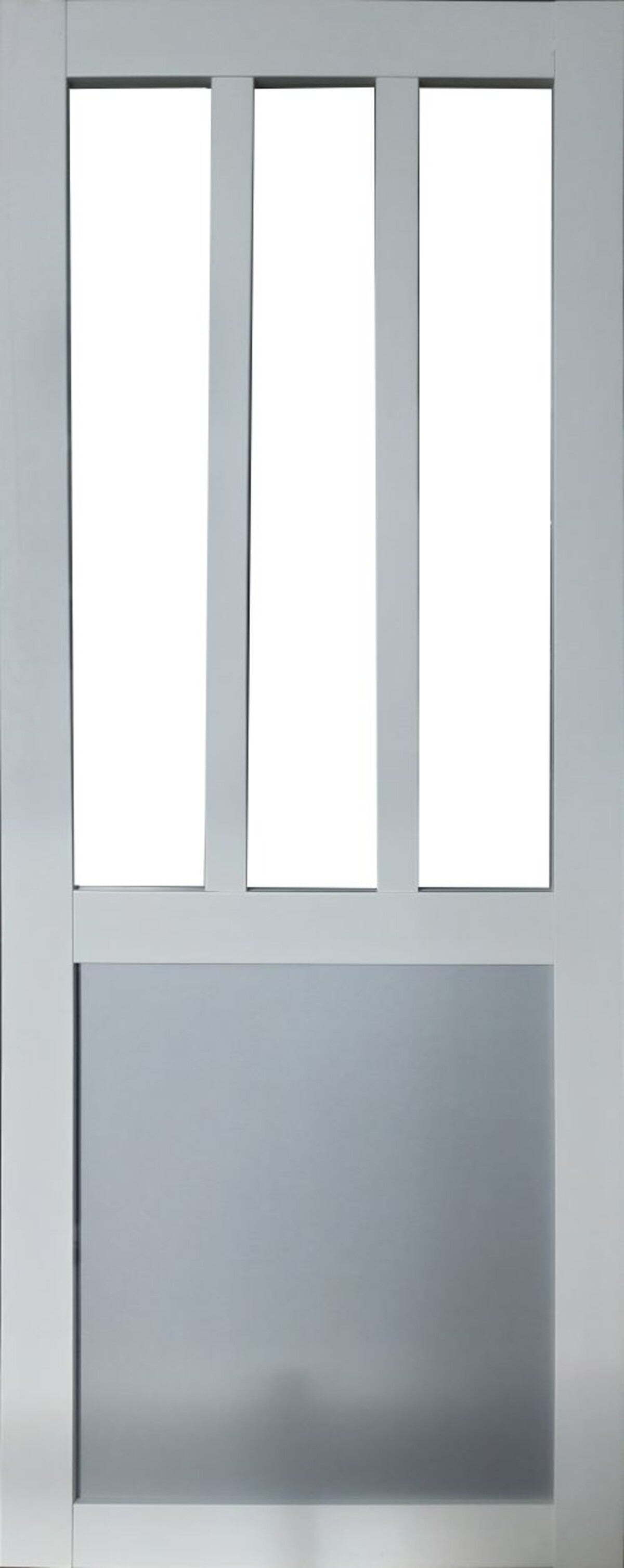 Porta Scorrevole Officina Bianca e Pannelli Smaltati Grigio RAL7035 H204 x L83 e 2 Gusci