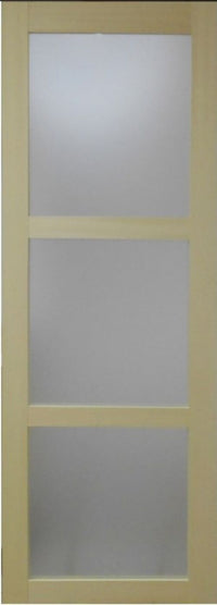 Porta scorrevole smaltata Ayous impiallacciato 3 vetri H204 x L93 + binario in alluminio con fascia in alluminio senza maniglia