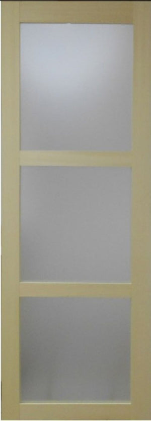 Porta scorrevole smaltata Ayous impiallacciato 3 vetri H204 x L93 + binario in alluminio con fascia in alluminio senza maniglia