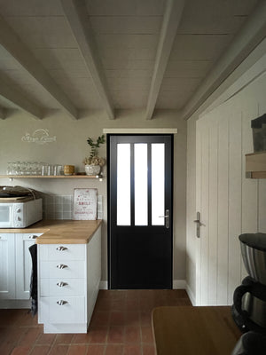 Blocco porta officina rivestito di nero Larghezza 83 Larghezza Spingitore sinistro