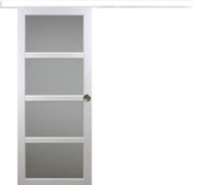 Porta scorrevole Tana bianca larghezza 73 con binario in alluminio bianca + 2 gusci installati