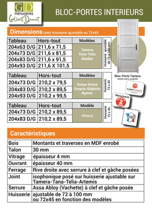 Porta vetrata Block Kenya Bianco Panno 83 Larghezza Mano Destra