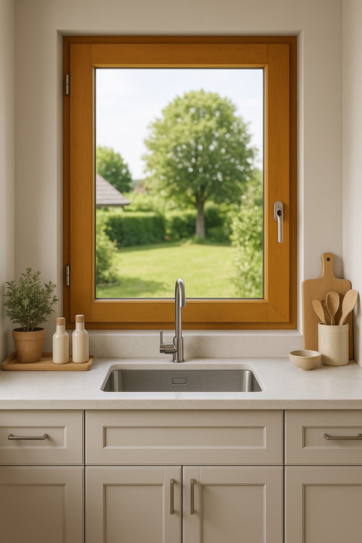 1 Finestra a battente in legno Altezza 95 X Larghezza 60 Tiraggio a sinistra (dimensioni della tabella)+ manico senza maniglia