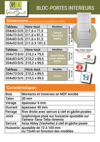 Blocco porta in panno bianco Korya 73 largo Spinta a destra