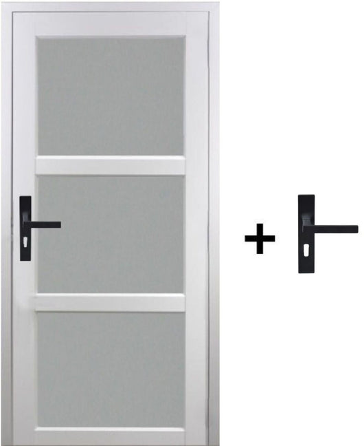 Blocco Porta Kenya Vetro Bianco H204 x L83 Pannello Lati Sx Spinta + Maniglia