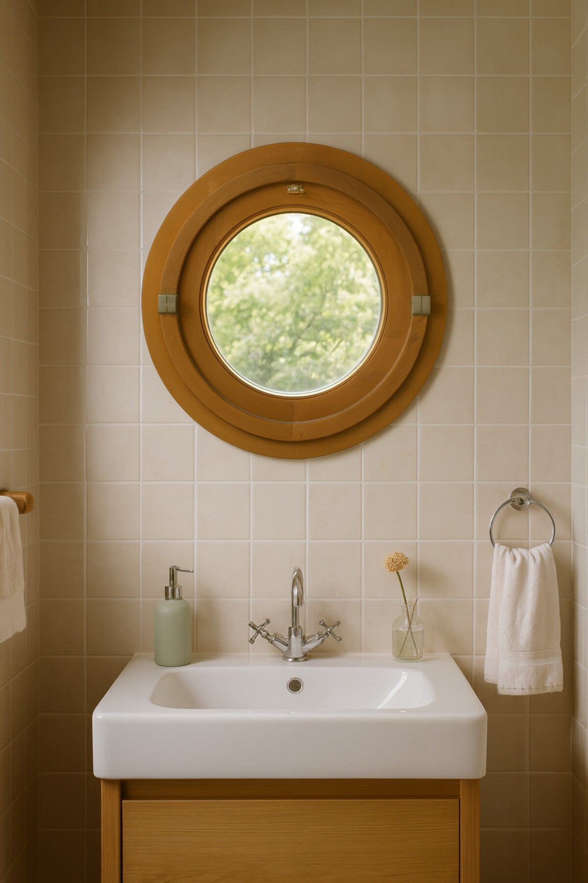 Oeil De Boef 1 Foglia - H.60 X L.60 Cm - Legno senza maniglia