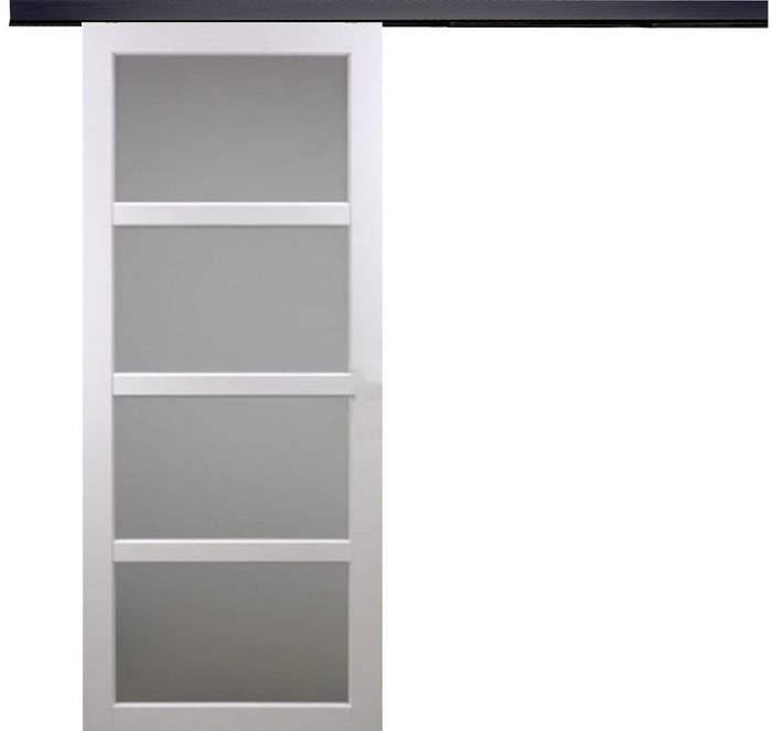 Porta scorrevole Tana bianca larghezza 63 con binario in alluminio nero