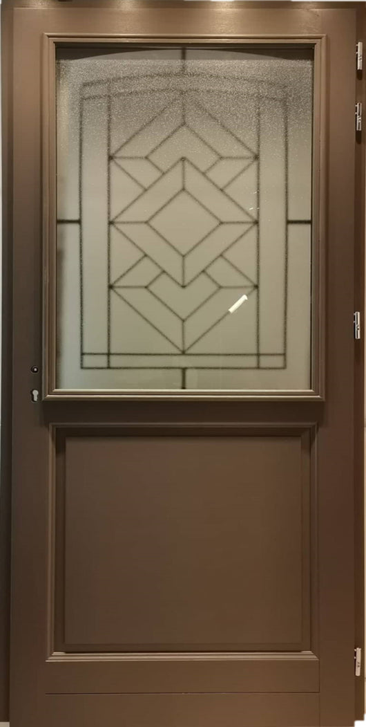 Porta d'ingresso in legno smaltato, Elsie, Verde RAL7002, H.215xl.90 p.sx Dimensione tavolo senza maniglia