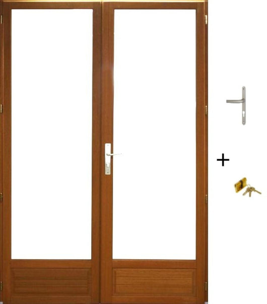 Finestra a 2 pannelli in legno Altezza 215 X Larghezza 120 (dimensioni della tabella)+ maniglia e barilotto senza maniglia