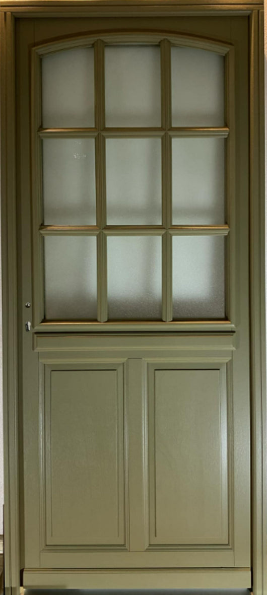 Porta d'ingresso in legno vitreo, Andore RAL 7002, H,215xl,90 p, destra Dimensioni Tabella senza maniglia