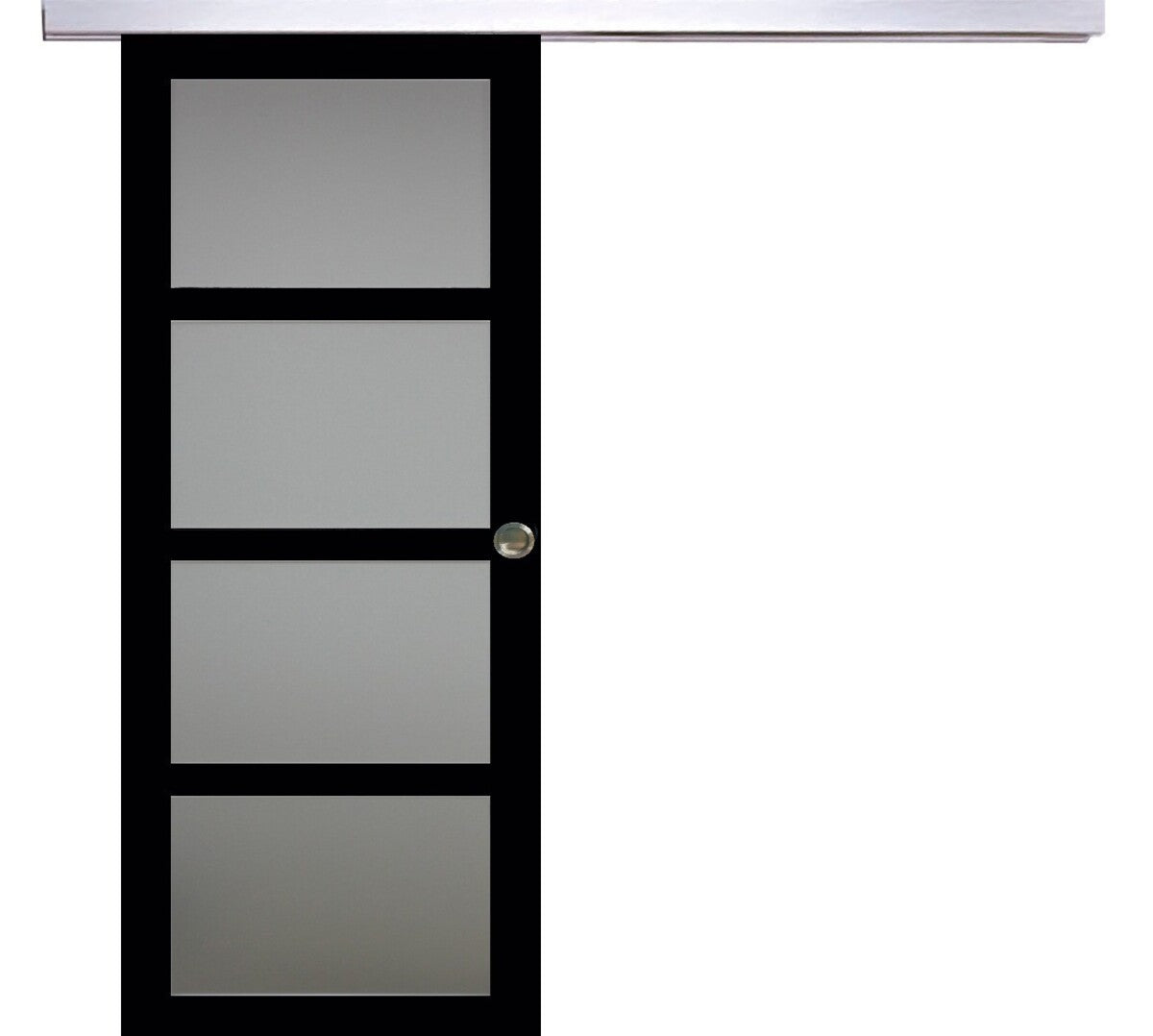 Porta scorrevole Telia nera H204 x L83 con binario in alluminio + 2 gusci installati