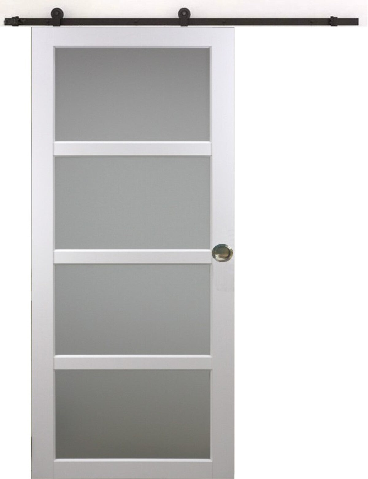 Porta scorrevole tana blanco larghezza 93 + binario in acciaio nero + 2 gusci installati
