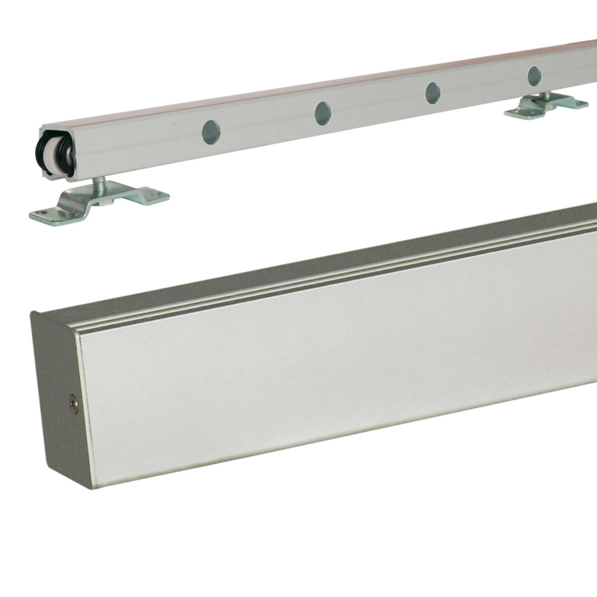 Porta scorrevole Telia nera H204 x L83 con binario in alluminio + 2 gusci installati