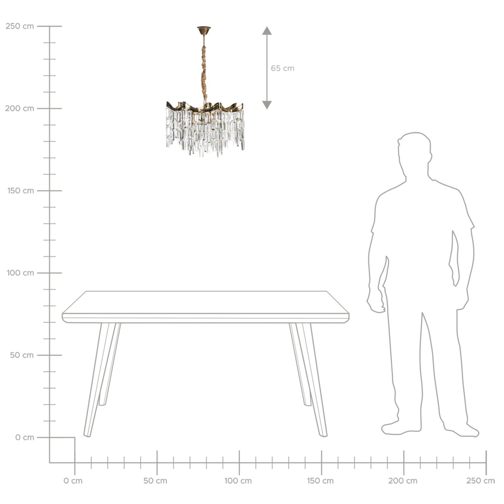 Lampadario in ferro dorato con cristalli sintetici acrilici design a più livelli stile glamour effetto scintillante