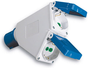 adattatore industriale cee 2p+t spina/2 prese schuko cod:ferx.vit22746