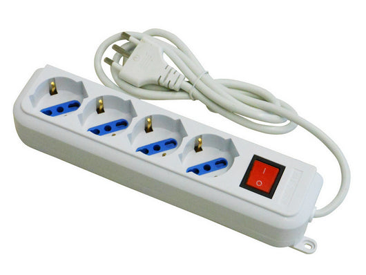 multipresa con interruttore in blister 4 posti 2p+t 10/16a schuko cod:ferx.vit35601