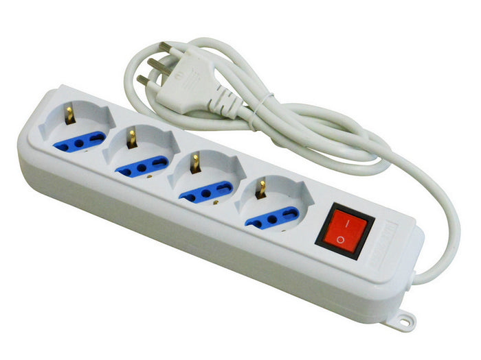 multipresa con interruttore in blister 4 posti 2p+t 10/16a schuko cod:ferx.vit35601