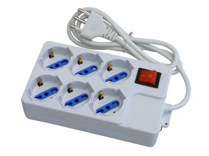 multipresa con interruttore in blister 6 posti (3+3) 2p+t 10/16a schuko cod:ferx.vit35603