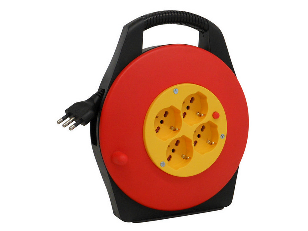 avvolgicavo elettrico cavo mt. 5 spina 16a/4 prese 10/16a schuko cod:ferx.vit35803