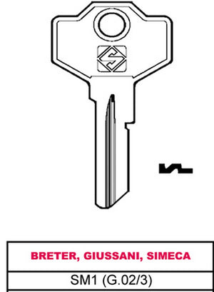 chiave asc sm1 (g.vac 3) breter, giussani, simeca cod:ferx.vit10448