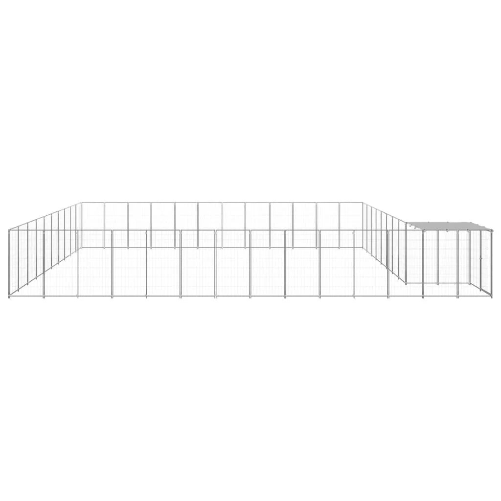 Recinto per animali da esterno per cani in acciaio color argento 37,51 m² 02_0000274