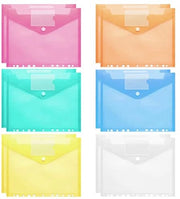 Set di 12 cartelle per la conservazione dei documenti, cartella trasparente per documenti A4 6 colori cartelle per documenti A4 con 11 fori di perforazione e cartelle con chiusura elastica per l'organizzazione (12)