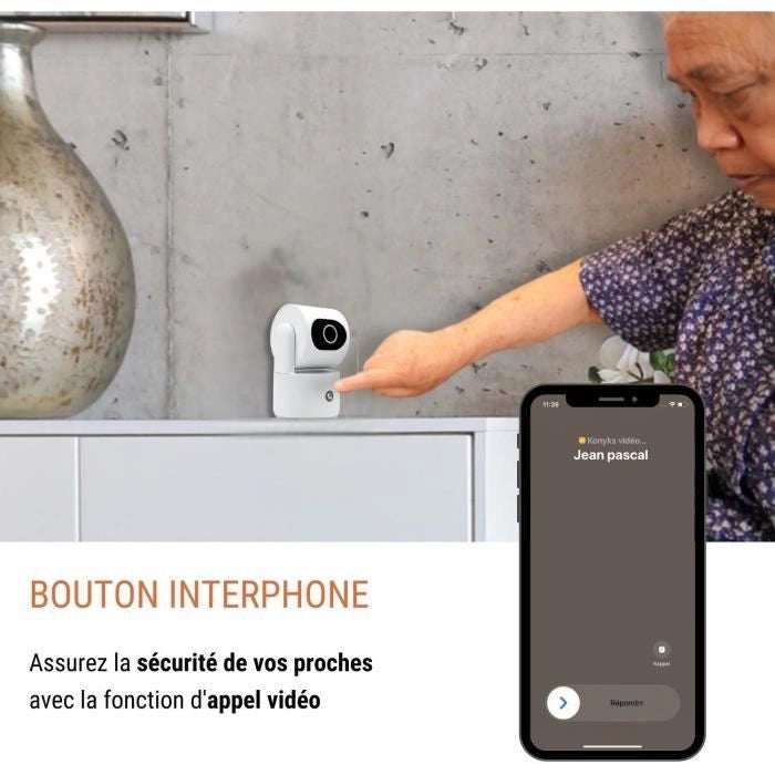 Telecamera di sorveglianza - KONYKS - CAMINI CARE 2 - Da interno - Wifi con sirena e pulsante videochiamata