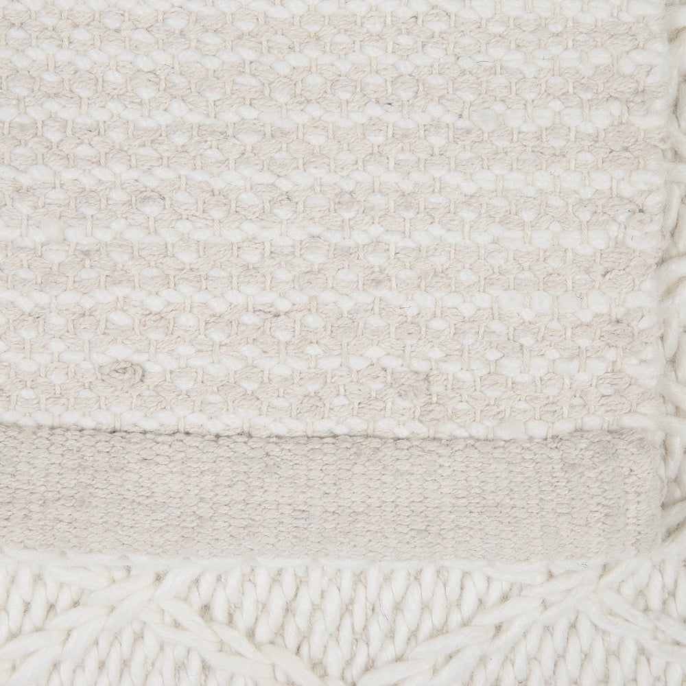 Tappeto in lana bianco sporco con viscosa 80 x 150 cm rettangolare intrecciato a mano Boho