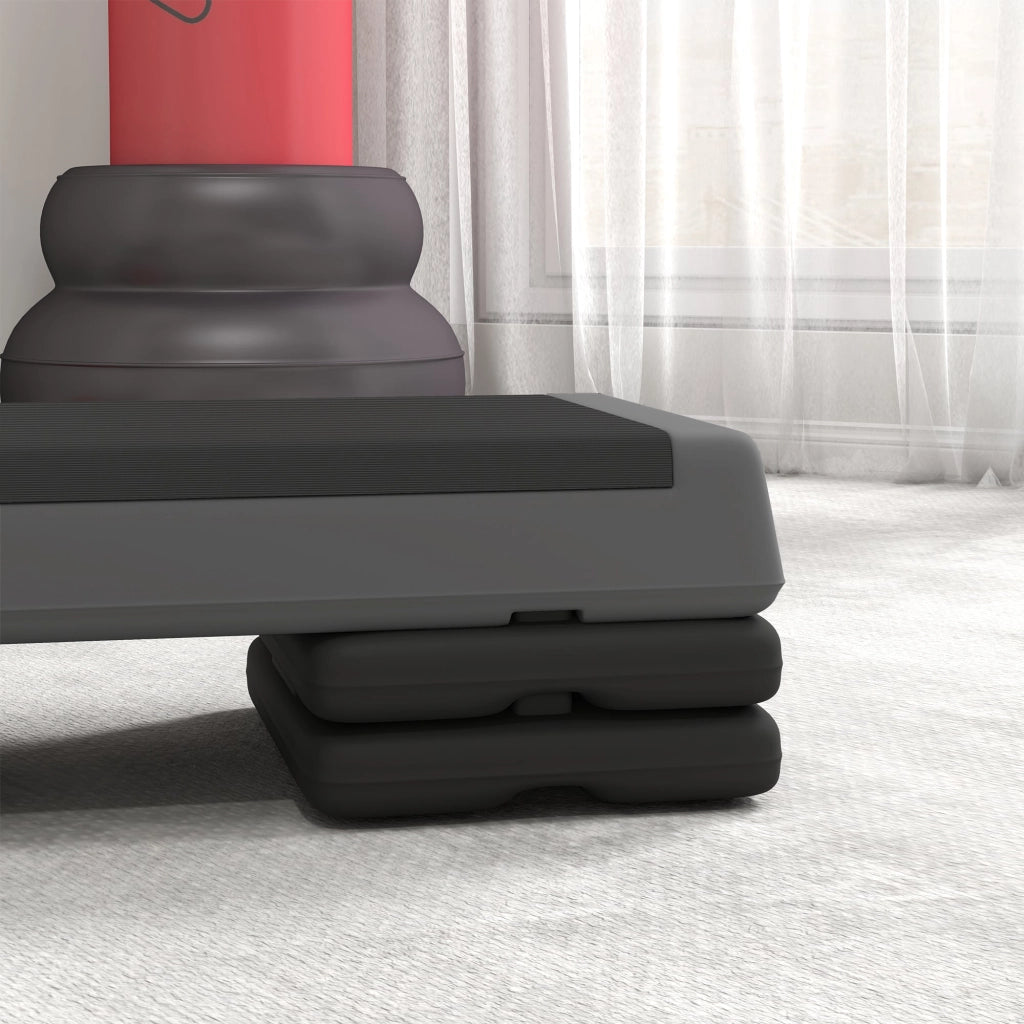 Stepper Fitness Altezza Regolabile Antiscivolo Capacità 250 kg Grigio