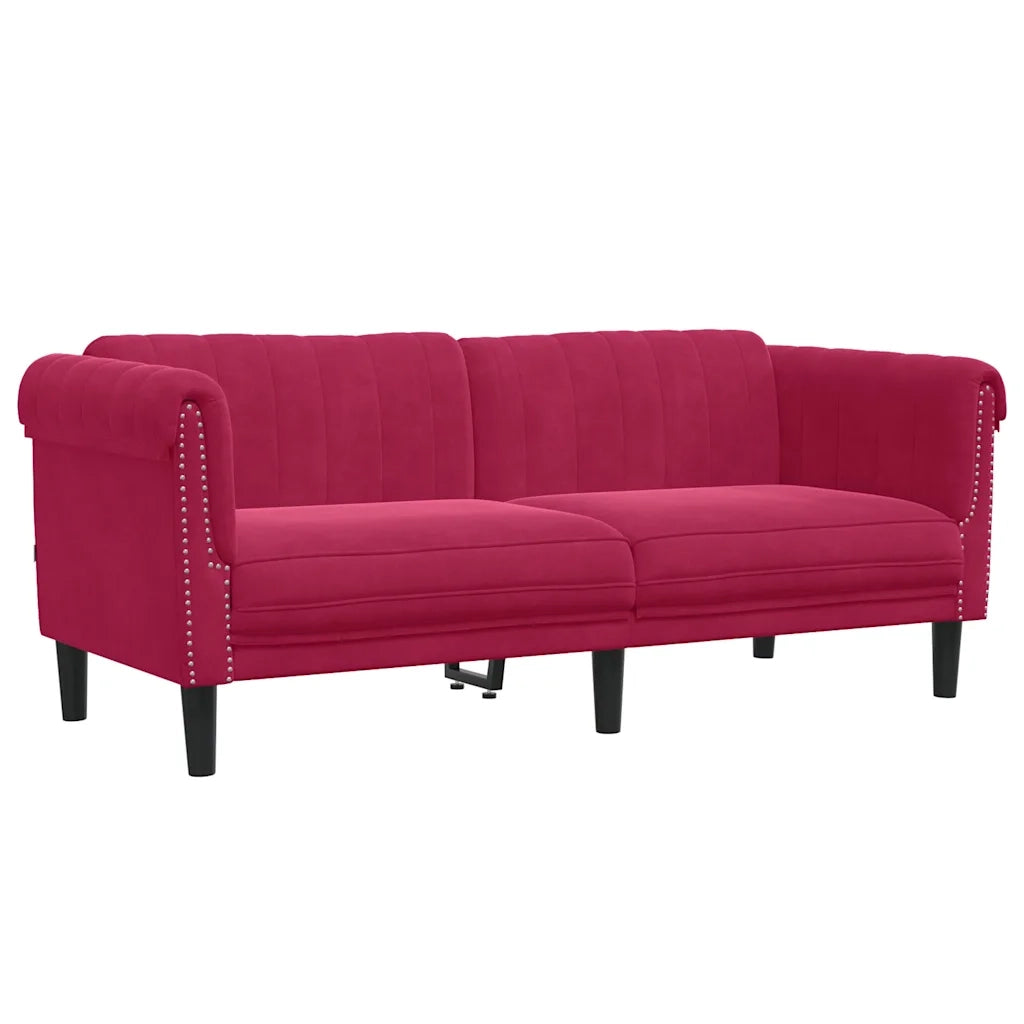 Divano a 2 Posti-Sofa 2 Posti Rosso Vino in Velluto