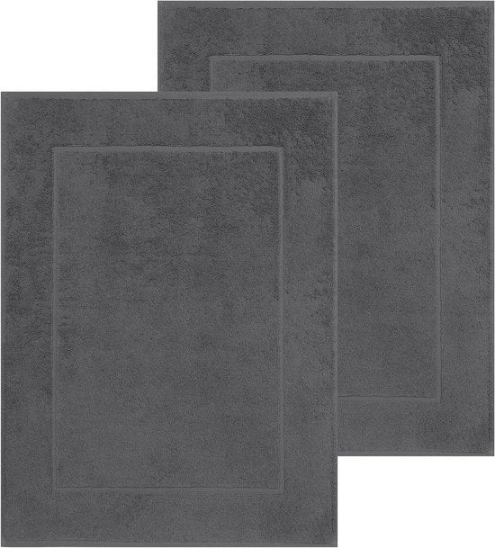 Set di tappeti da bagno in cotone, dimensioni 50 x 70 cm, 100% cotone, qualità 650 g/m², colore antracite, set da 2 pezzi.