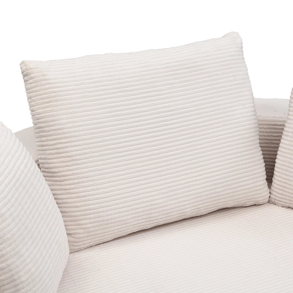 Divano letto, design senza struttura, divano a mezzaluna, con cuscini, divano modulare, tessuto in velluto a coste, beige