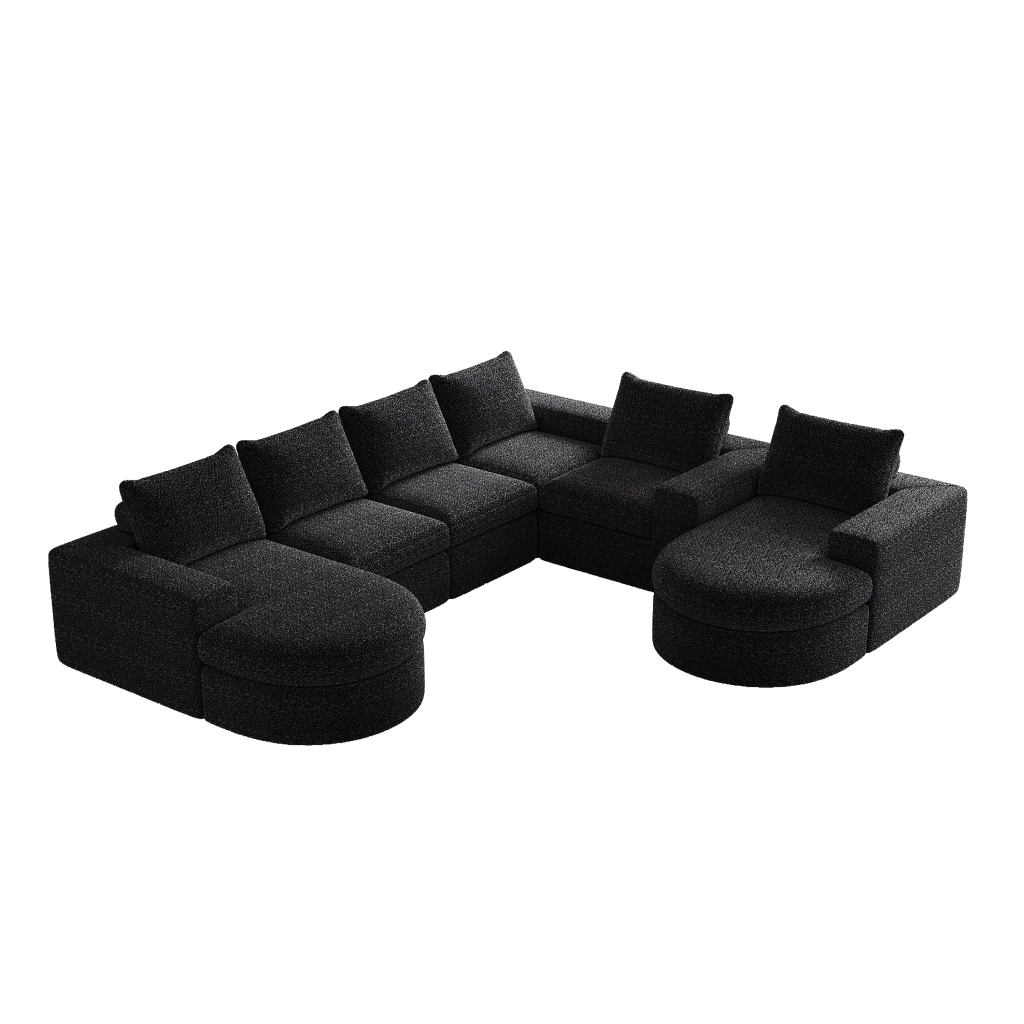 Divano Modulare Angolare con Chaise Longue ¨C MINIMAL ¨C Chenille, 2 Posti