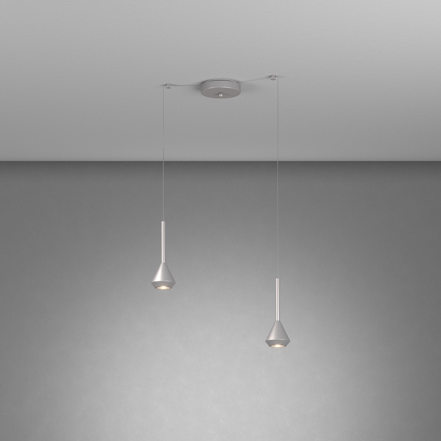 Lampadario Moderno Aygo Metallo Color Alluminio 2 Luci Gu10