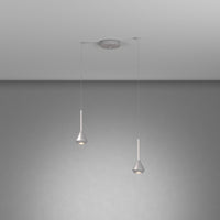 Lampadario Moderno Aygo Metallo Color Alluminio 2 Luci Gu10